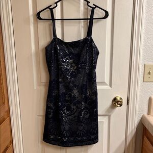 Scott McClintock Black and Gold Mini Dress